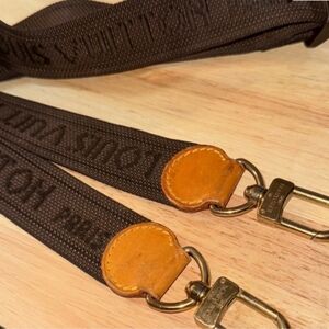 Louis Vuitton Brown Canvas Adjustable Shoulder Strap with Tan Leather Tabs